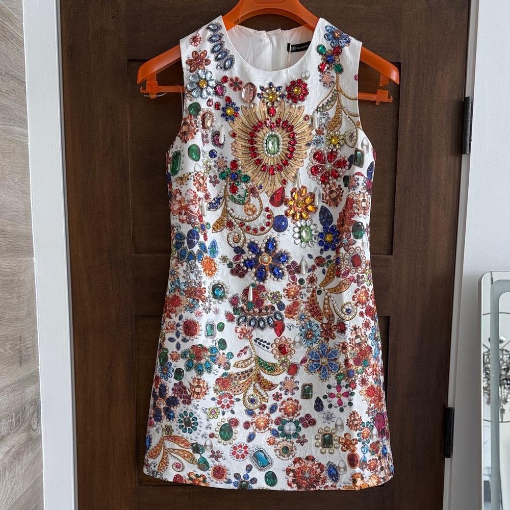 Embellished Floral Mini Dress